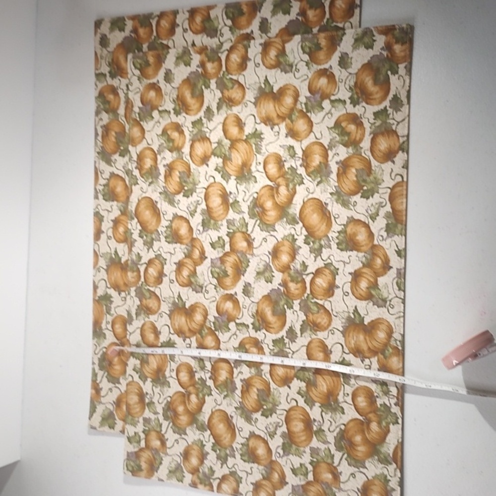 Longaberger Set Of 2 Placemats In Pumpkin Patch Fabric Reversible - Picture 3 of 4